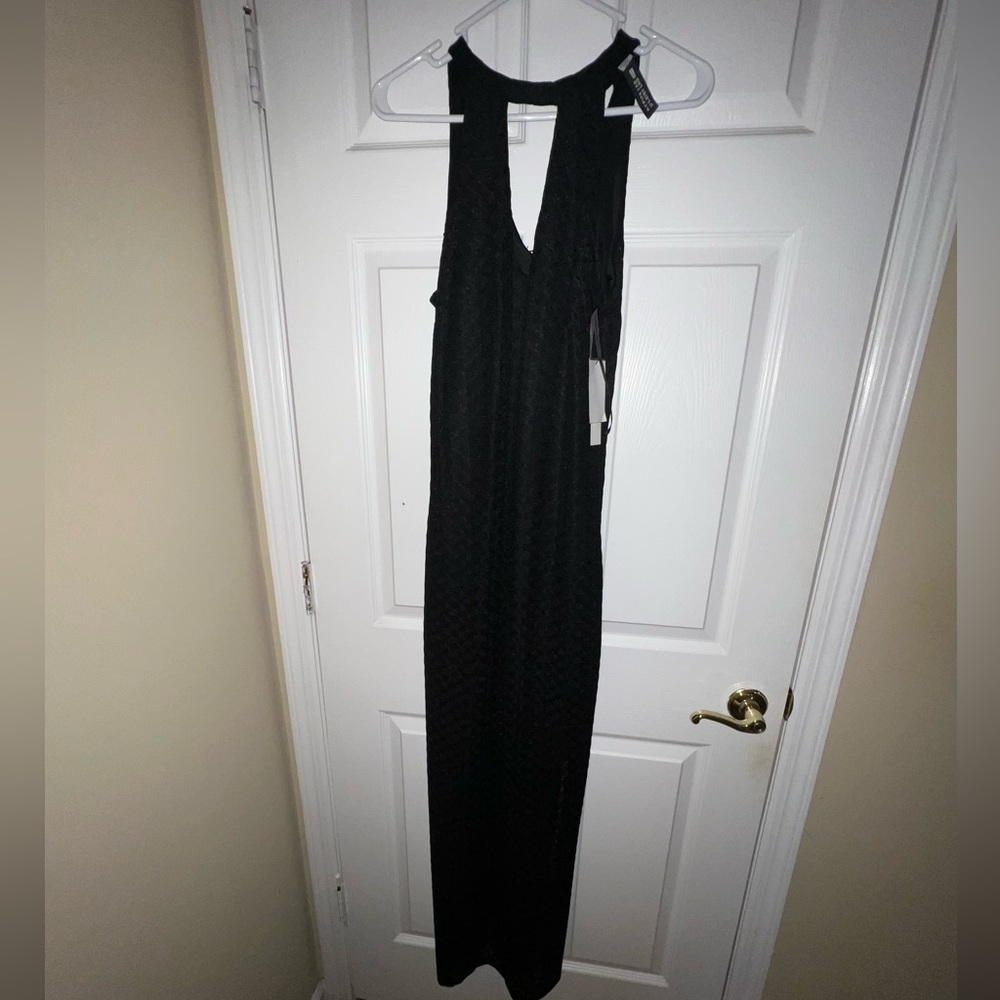 NWT Design Lab Black Crochet Maxi Dress Sz M